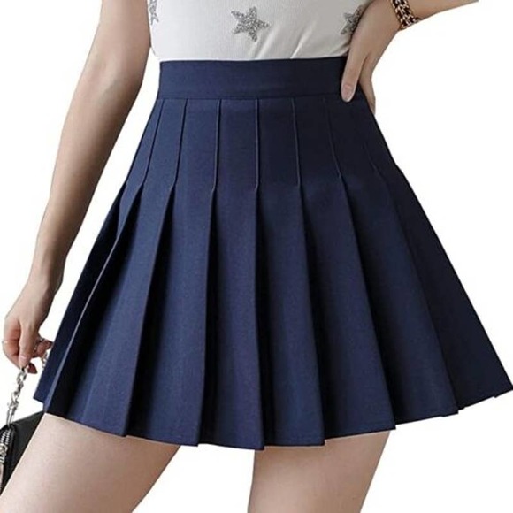 Love Tree Junior Women's Pleated Mini Skirt w/ Back Zipper - Size L Navy Blue - Picture 1 of 8